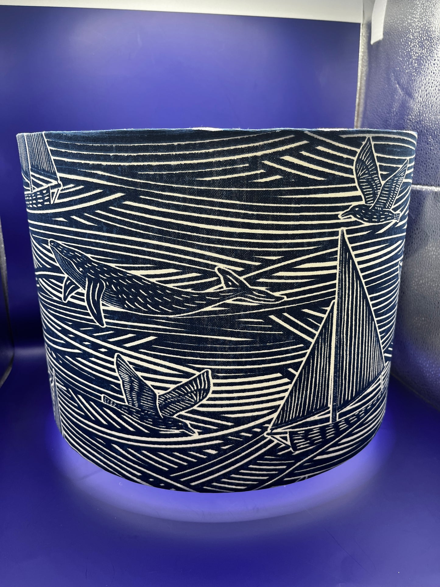 Handmade Nautical  Lampshade Made with Clarke & Clarke Fin Fabric