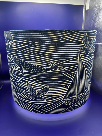 Handmade Nautical  Lampshade Made with Clarke & Clarke Fin Fabric