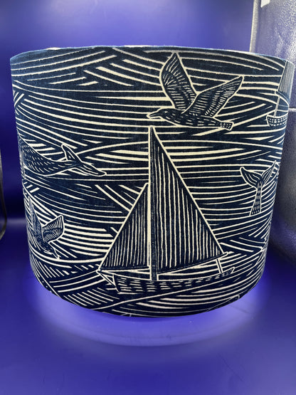 Handmade Nautical  Lampshade Made with Clarke & Clarke Fin Fabric