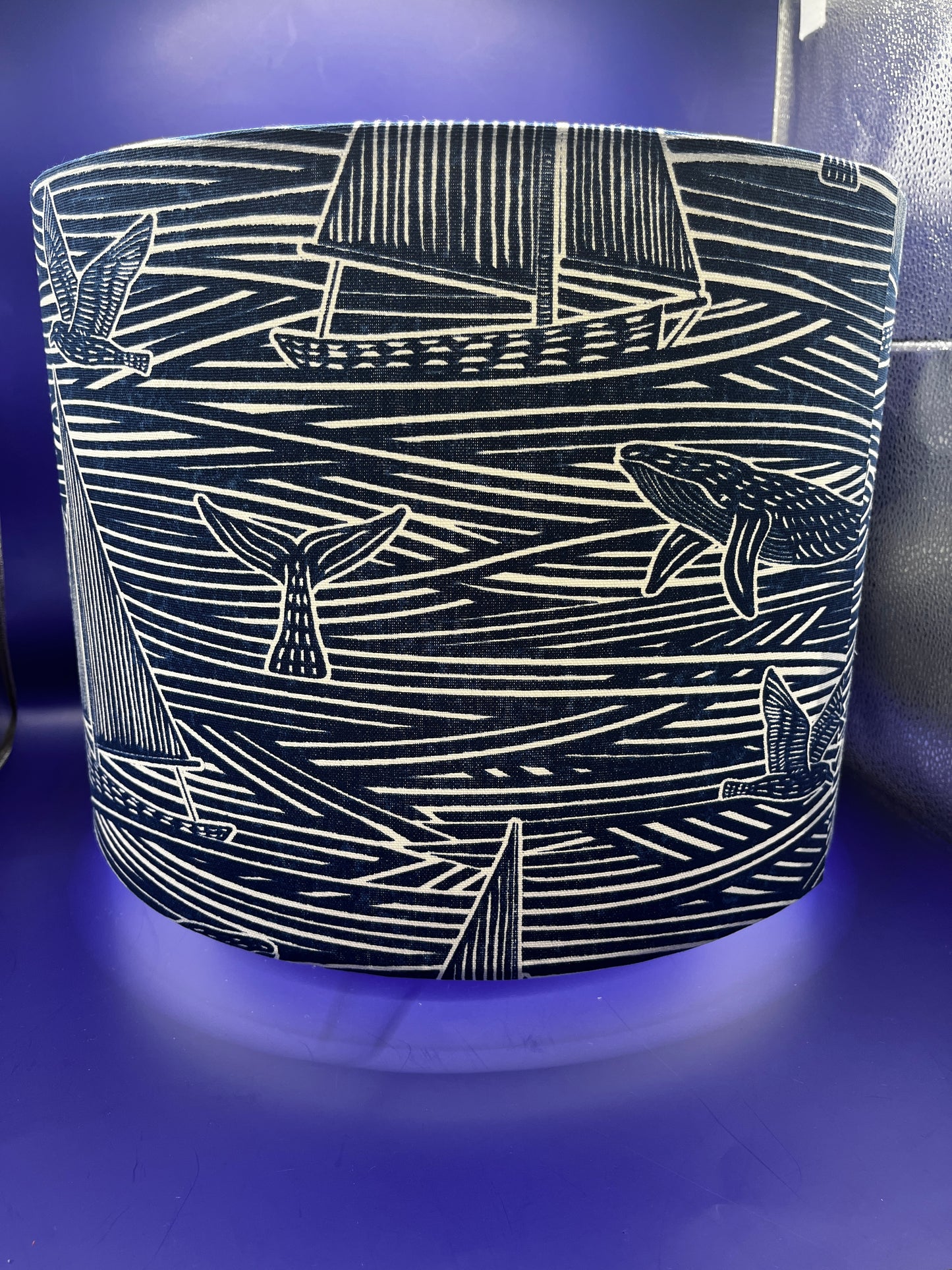 Handmade Nautical  Lampshade Made with Clarke & Clarke Fin Fabric