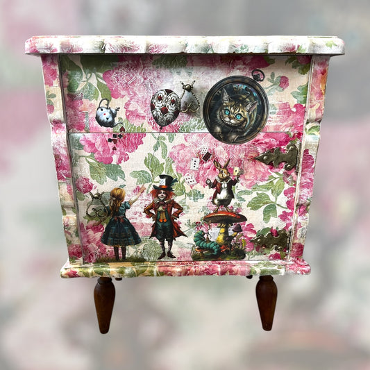 Alice in Wonderland Small Upcycled Cabinet