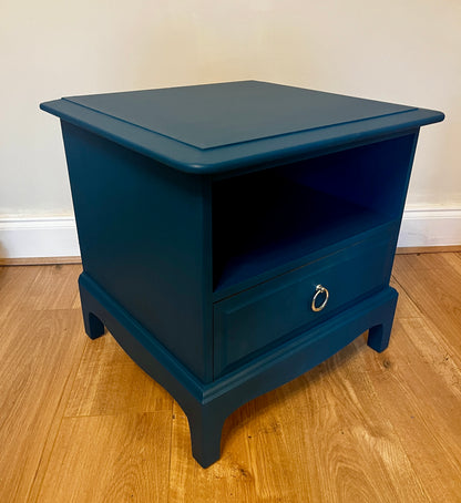 Pair of Upcycled Stag Bedside Cabinets Painted in Frenchic Steel Teal Colour of the Year Brits Love Vintage Whitstable 