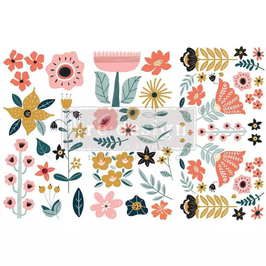 Redesign With Prima Doodle Flowers Small Transfer