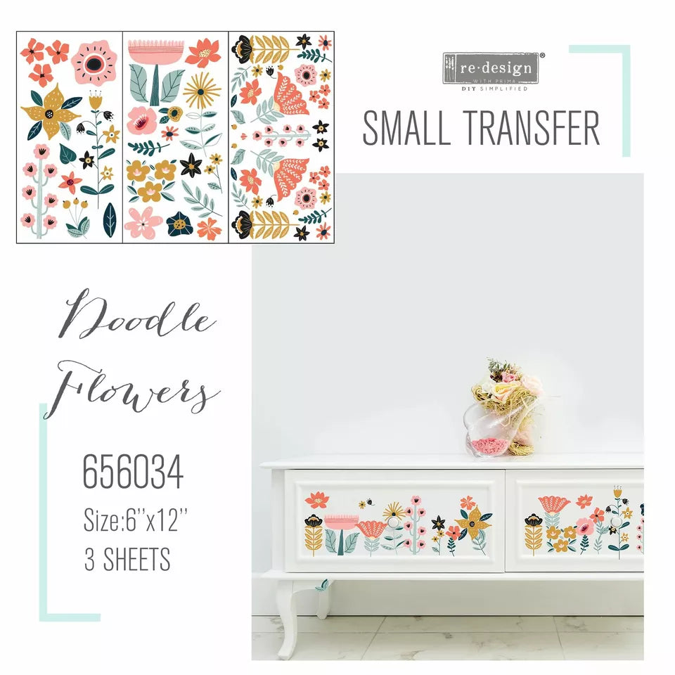 Redesign With Prima Doodle Flowers Small Transfer