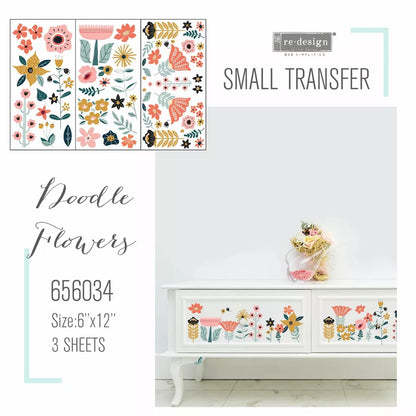 Redesign With Prima Doodle Flowers Small Transfer