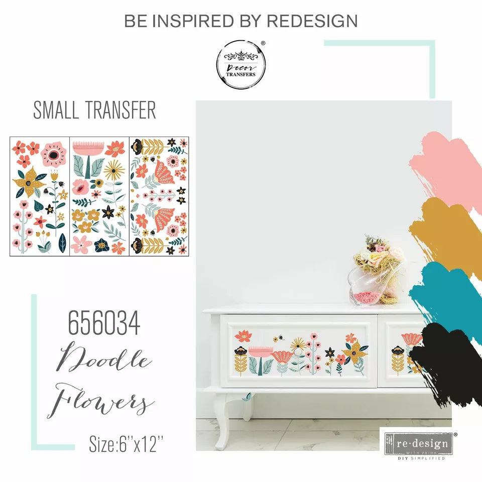 Redesign With Prima Doodle Flowers Small Transfer