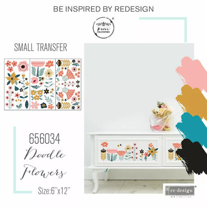 Redesign With Prima Doodle Flowers Small Transfer