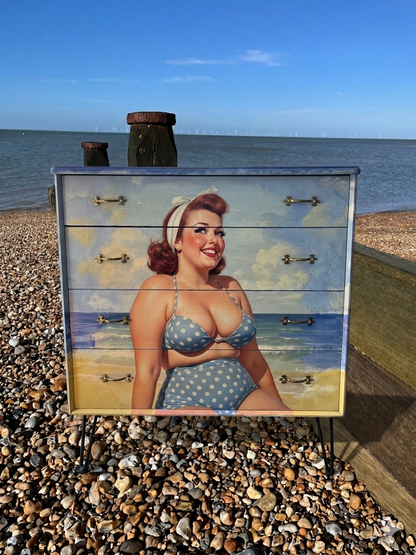 Retro drawers decoupaged with Blue Poka Dots