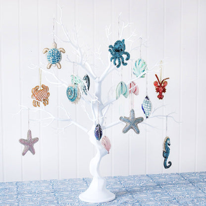 Cream Cornwall - Beaded Aqua Jellyfish Hanging Decoration.