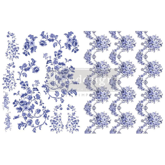 Azure Florals II Redesign with Prima H20 Transfers
