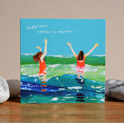 Sea Swimming/Wild Swimming Card (happiness comes in waves)