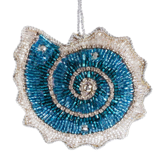 Cream Cornwall - Beaded Ammonite Hanging Decoration (Delivery after 2nd Dec)