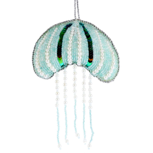 Cream Cornwall - Beaded Aqua Jellyfish Hanging Decoration(Delivery after 2nd Dec)