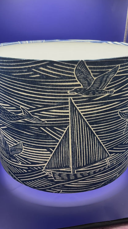 Handmade Nautical  Lampshade Made with Clarke & Clarke Fin Fabric